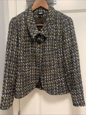 Womens Black & Yellow Tweed Jacket